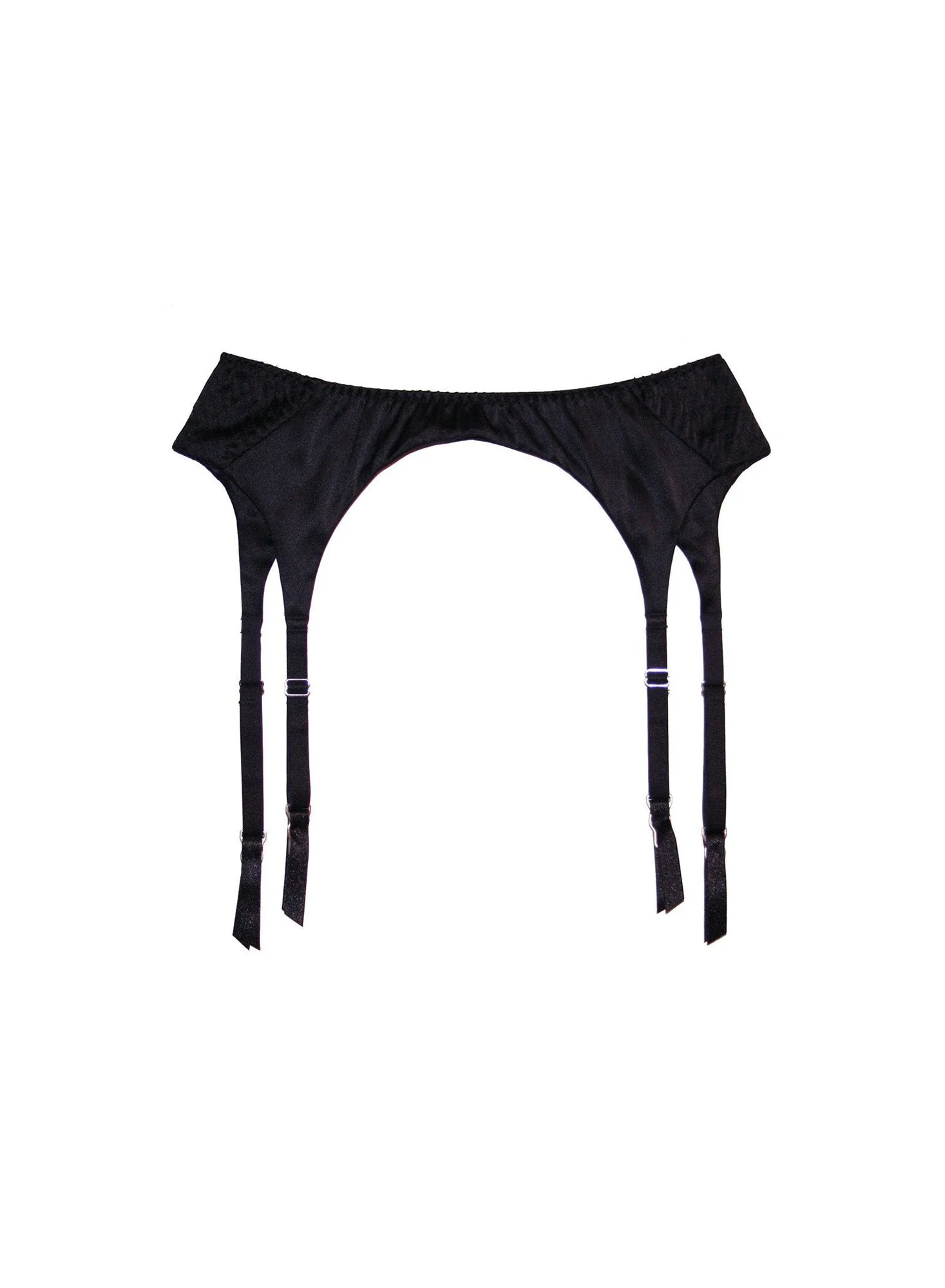 Fleur du Mal: Satin Top Stitch Garter Belt - Black - Image 3
