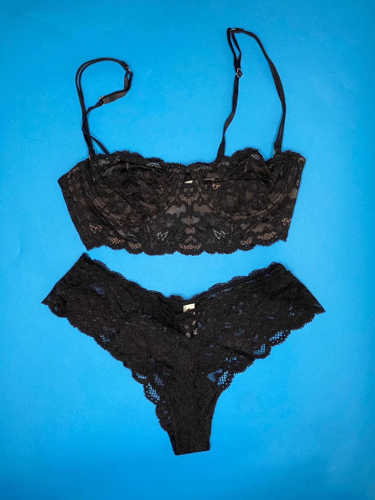 Fleur du Mal: Charlotte Lace Longline Balconette Bra - Black - Image 5