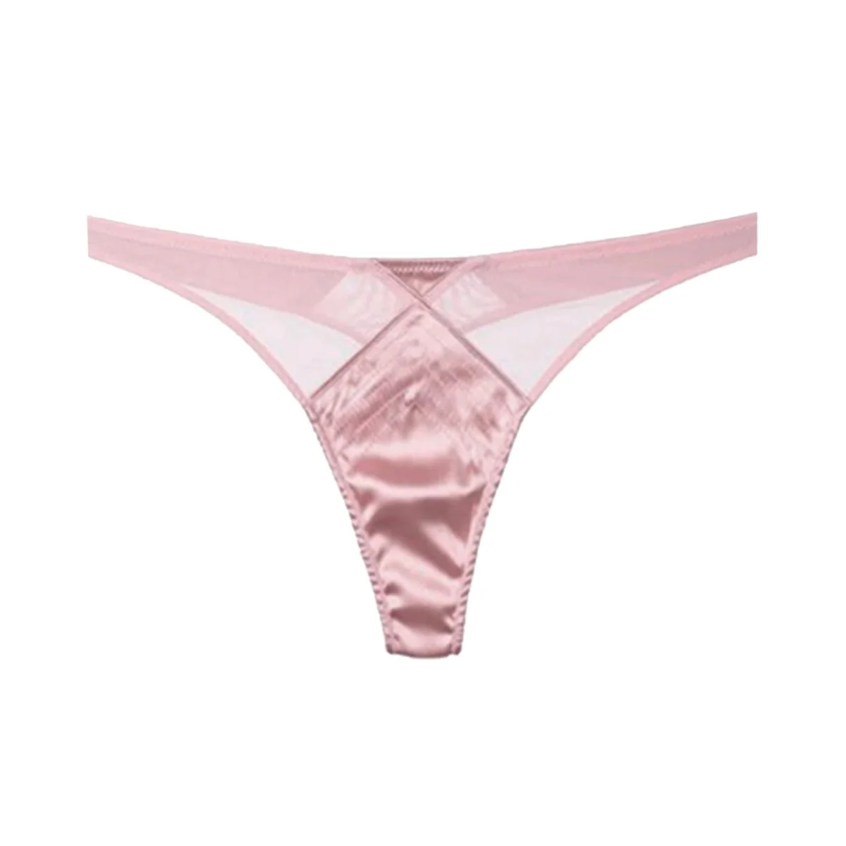 Fleur du Mal: Satin Top Stitch Thong - Rose - Image 3