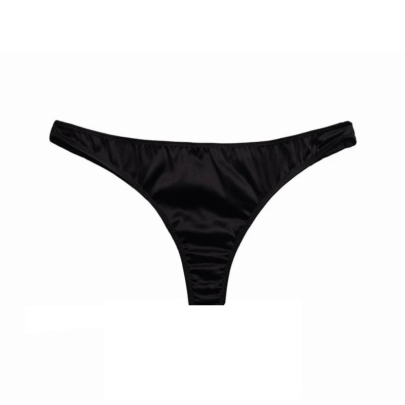 Fleur du Mal: Silk Satin Luxe Thong - Black - Image 7