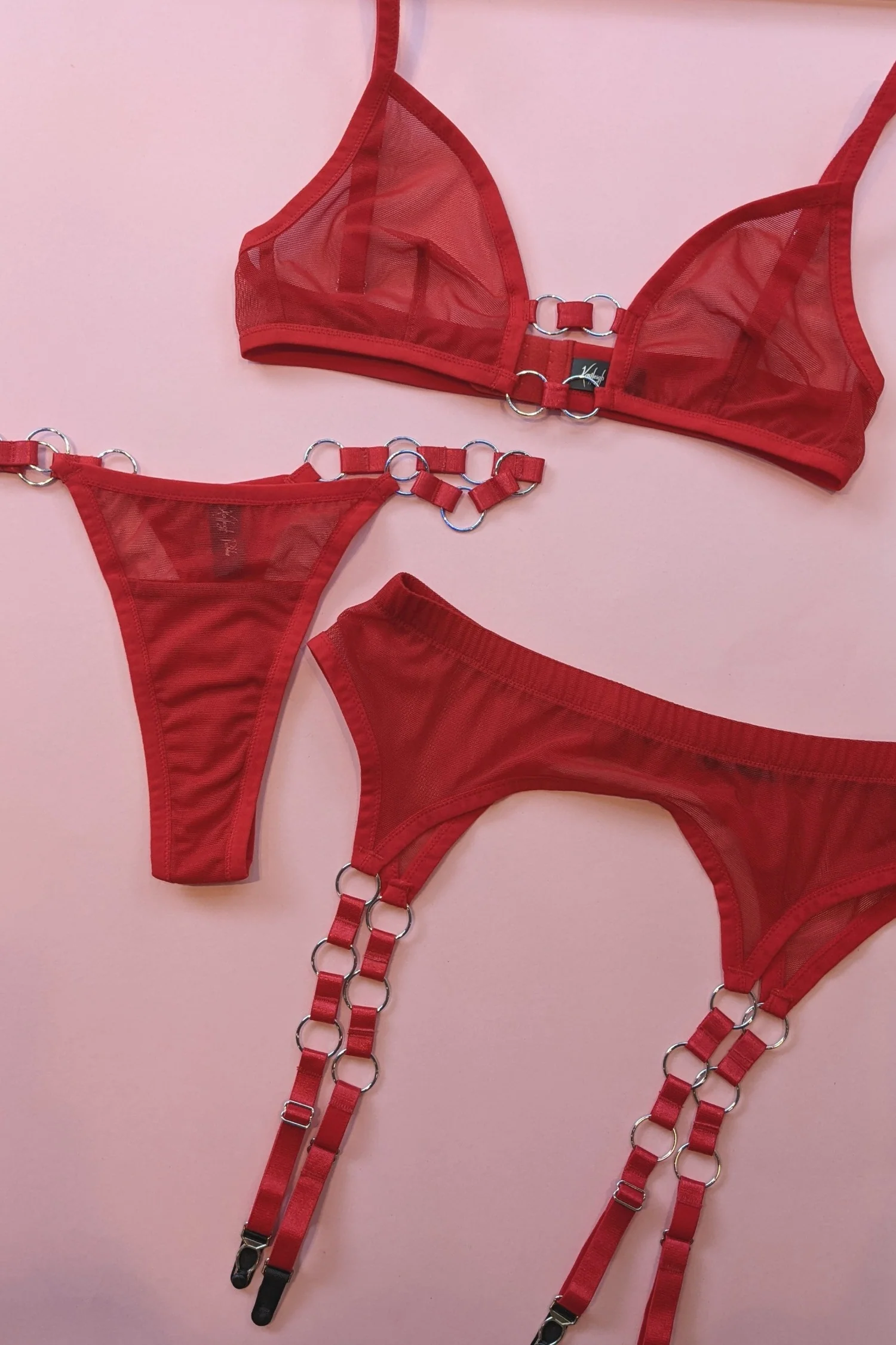 Kayleigh Peddie: Sandra Mesh Garter Belt with Rings - L, Last One! - Image 3