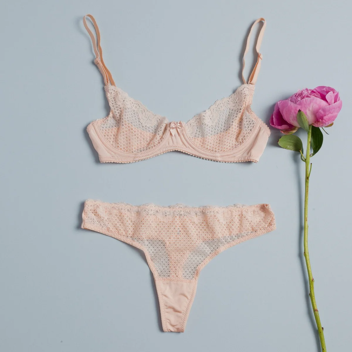 Duet By Timpa: Lace Demi Bra - Beige - Image 8